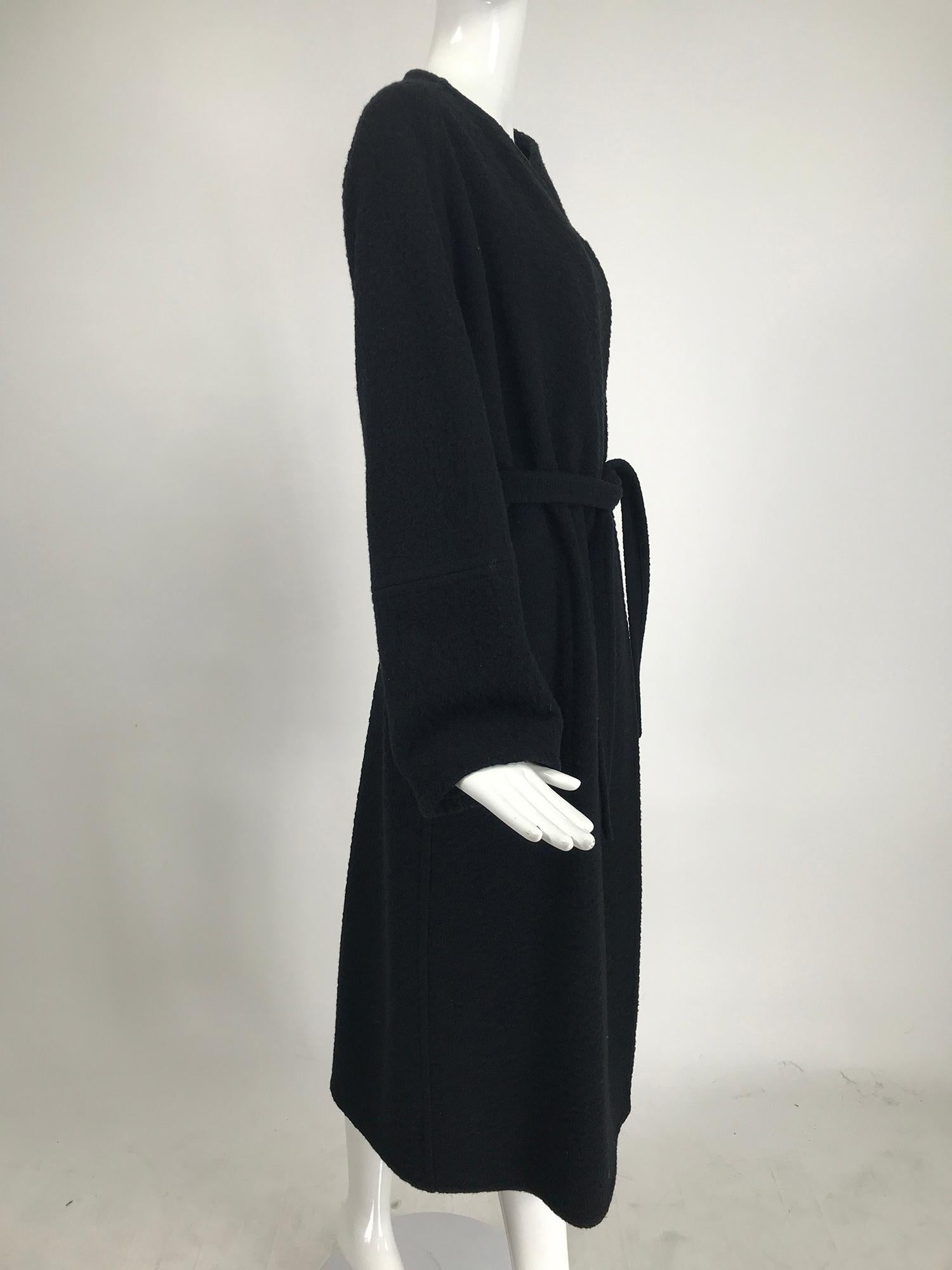 Vintage Yeohlee Black Textured Double Face Wool Wrap Coat 1990s For Sale 2