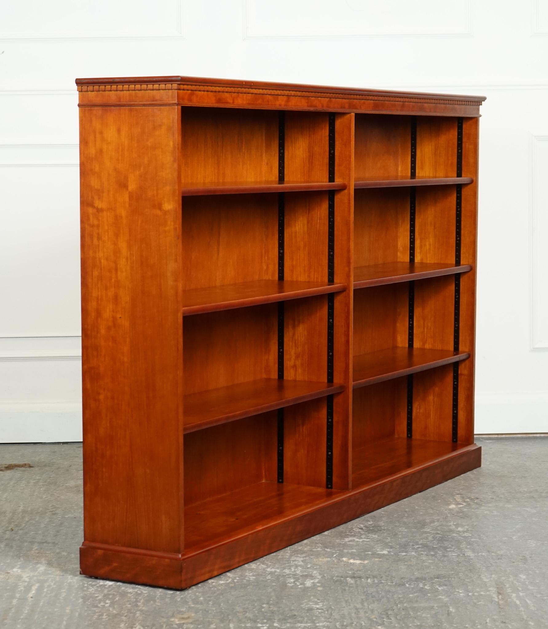 VINTAGE YEW DOUBLE FRONTED LOW OPEN BOOKCASE WiTH ADJUSTABLE SHELVES For Sale 6