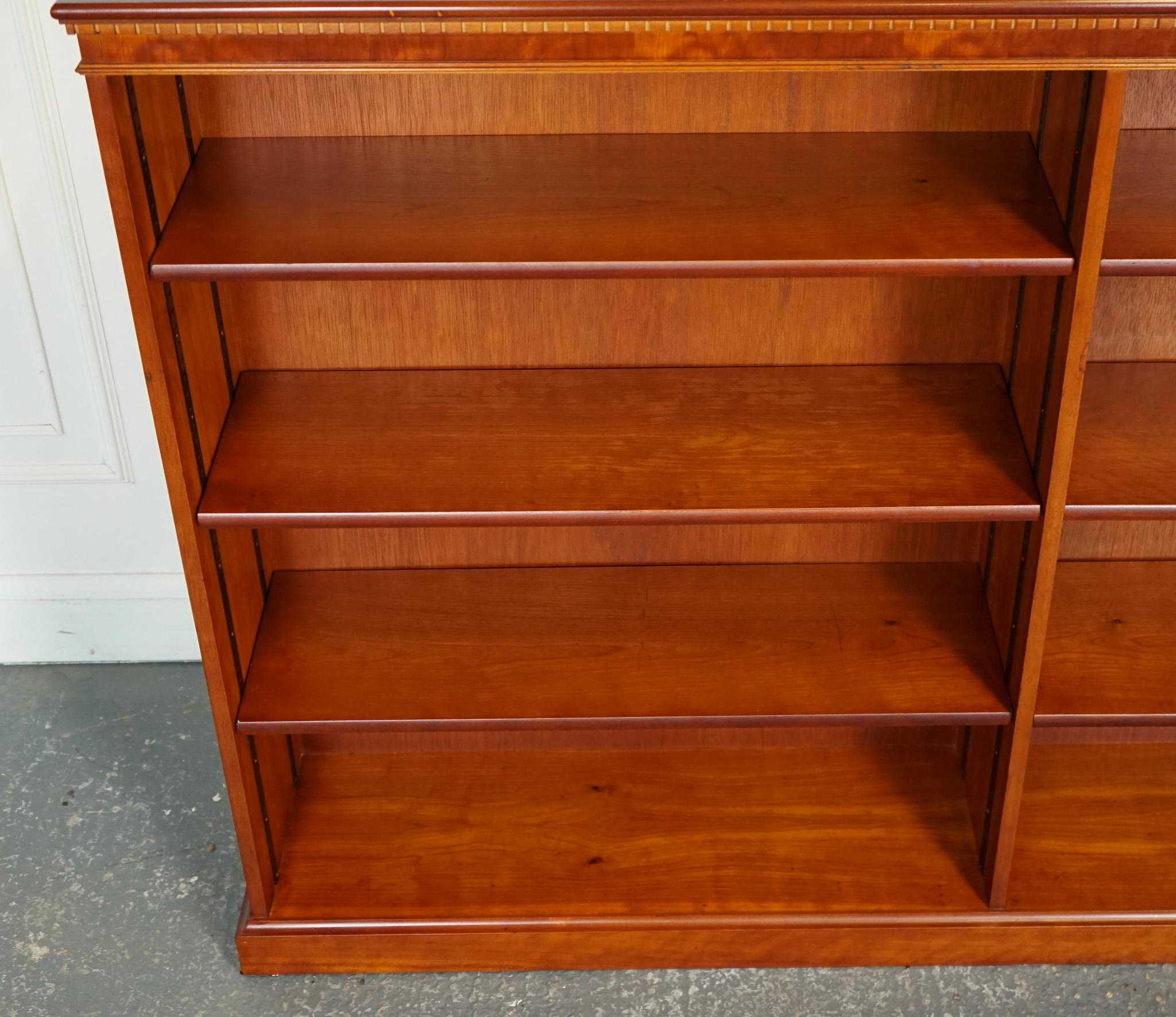 Yew VINTAGE YEW DOUBLE FRONTED LOW OPEN BOOKCASE WiTH ADJUSTABLE SHELVES For Sale