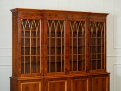 VINTAGE YEW WOOD DISPLAY CABINET BOOKCASE WiTH ADJUSTABLE SHELVES
