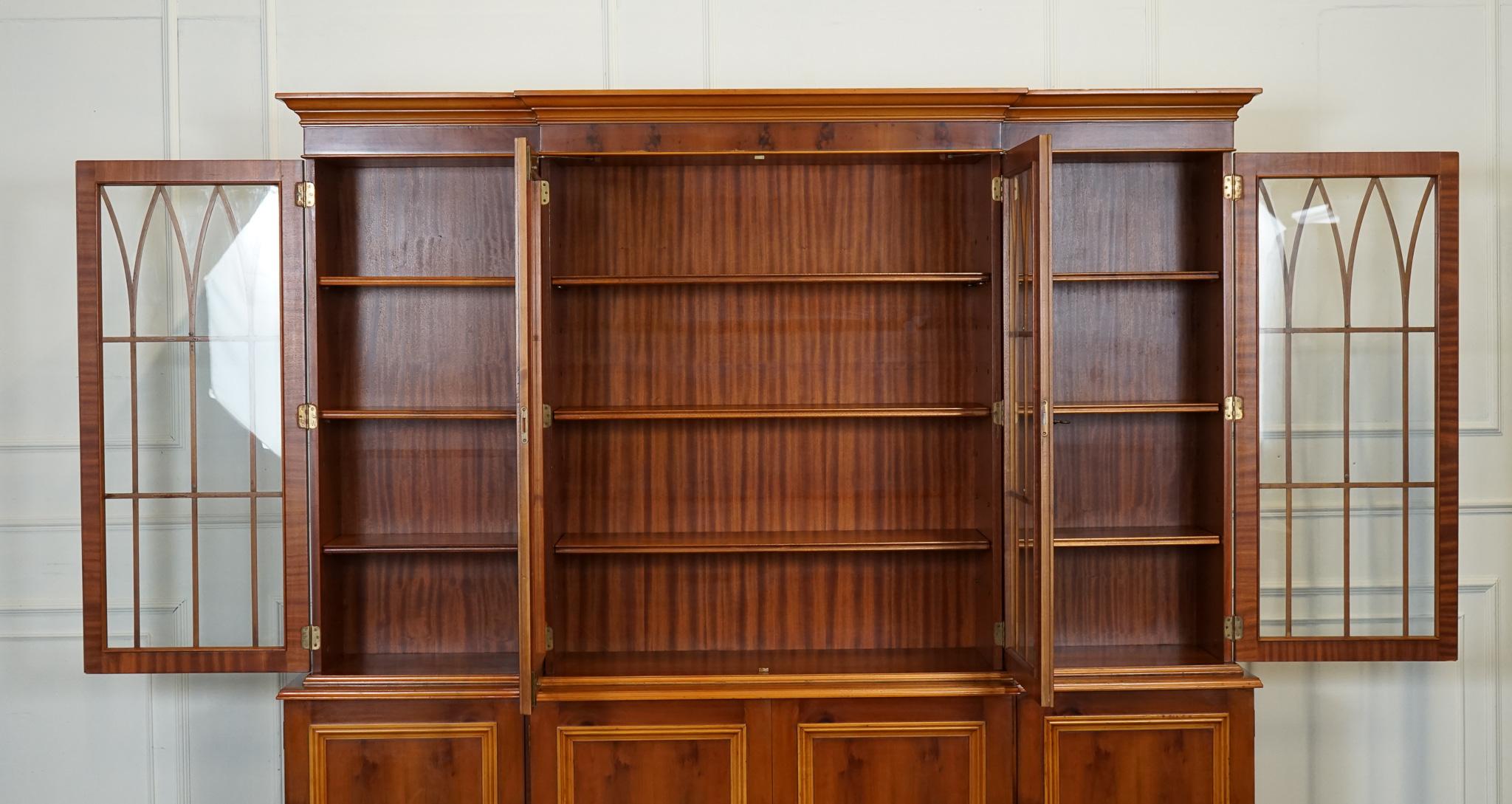 Yew VINTAGE YEW WOOD DISPLAY CABINET BOOKCASE WiTH ADJUSTABLE SHELVES