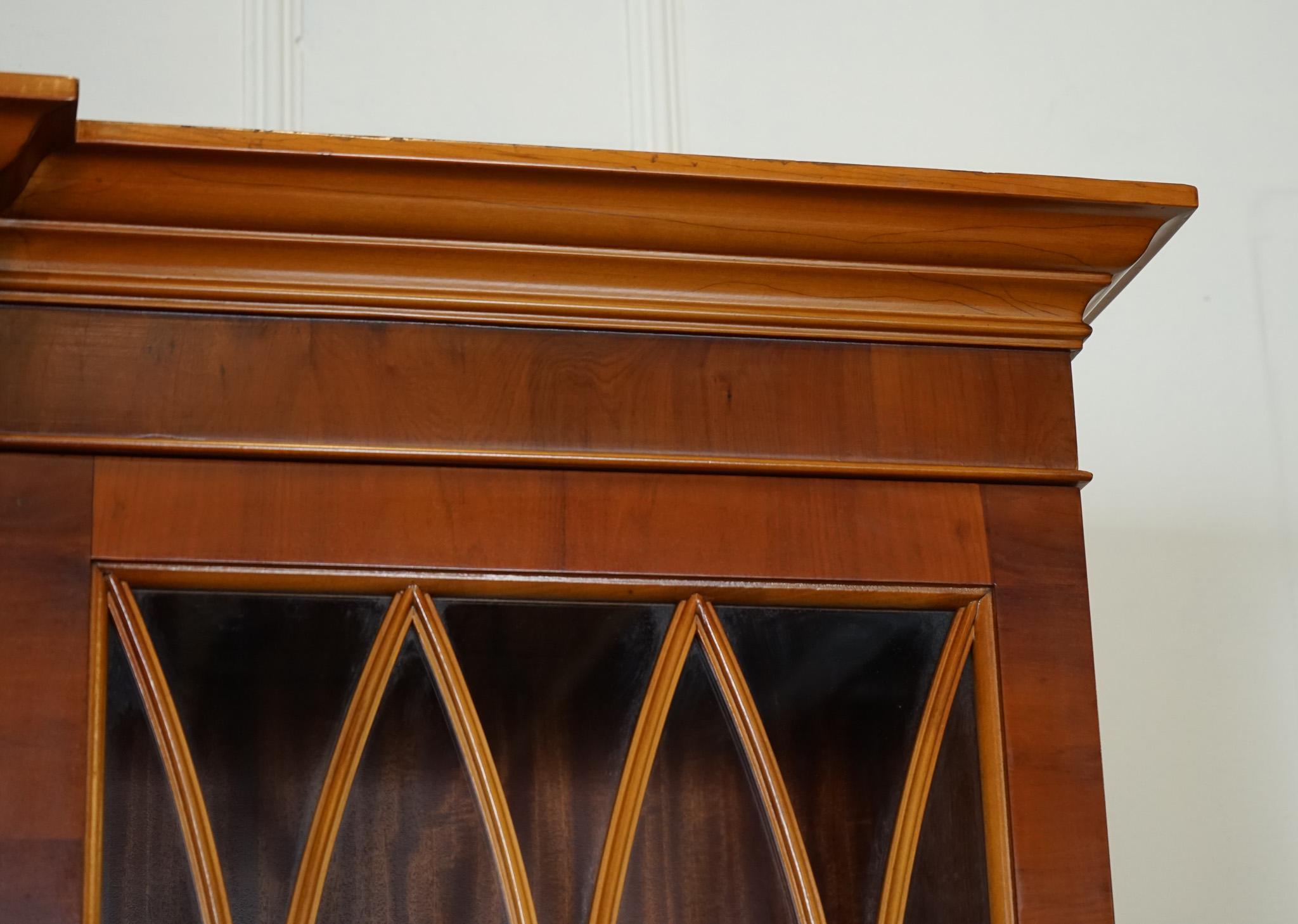 VINTAGE YEW WOOD DISPLAY CABINET BOOKCASE WiTH ADJUSTABLE SHELVES 2