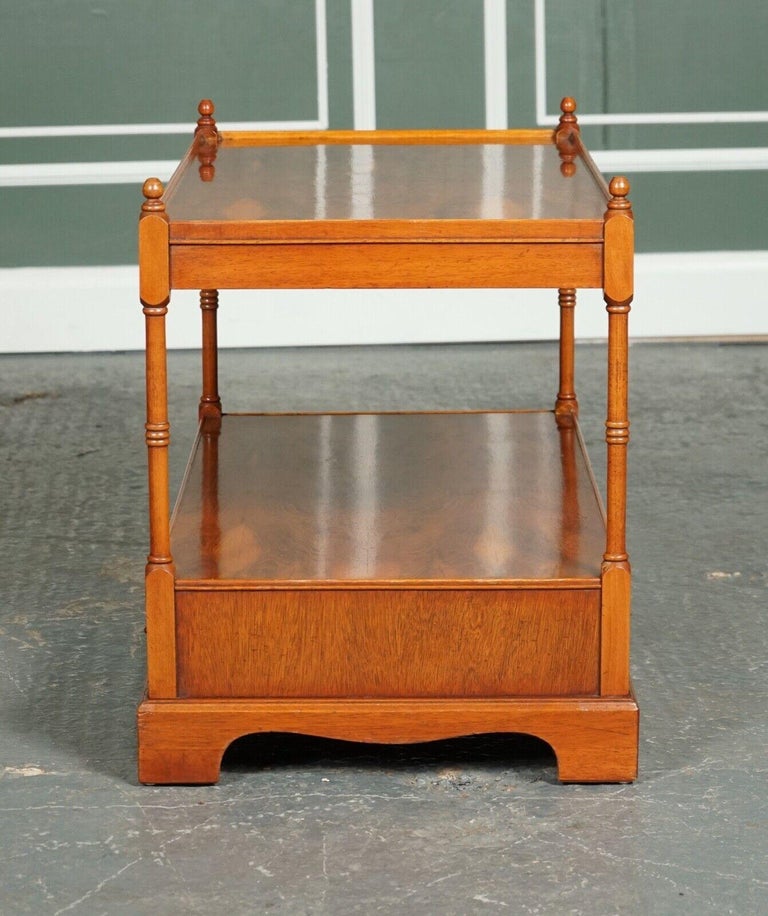 Vintage Yew Wood Style Coffee Table TV Stand with Two Drawers