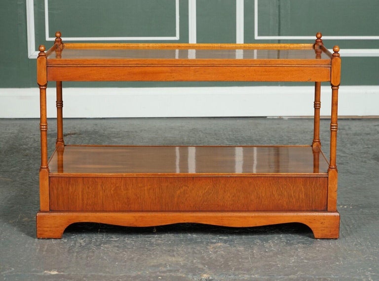 Vintage Yew Wood Style Coffee Table TV Stand with Two Drawers