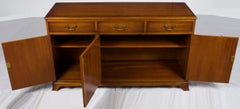 Vintage Yew Wood Narrow Console Cabinet Buffet Sideboard Credenza