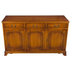 Vintage Yew Wood Narrow Console Cabinet Buffet Sideboard Credenza