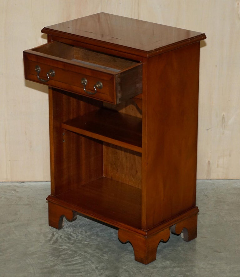 Vintage Yew Wood Side / End Sized Book Table with Single Drawer and