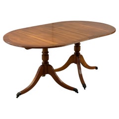 Vintage Yew Wood Twin Pedestal Extending Dining Table Seats 6-8 People