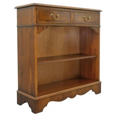 Vintage Yew Wood Two Drawers Open Dwarf Library Bookcase & Single Shelf
