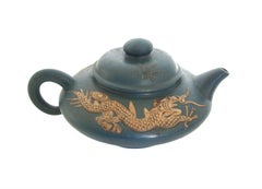 Vintage Yixing Zisha Teapot - Fine Carving/Glaze, Signed, China, 20th Century