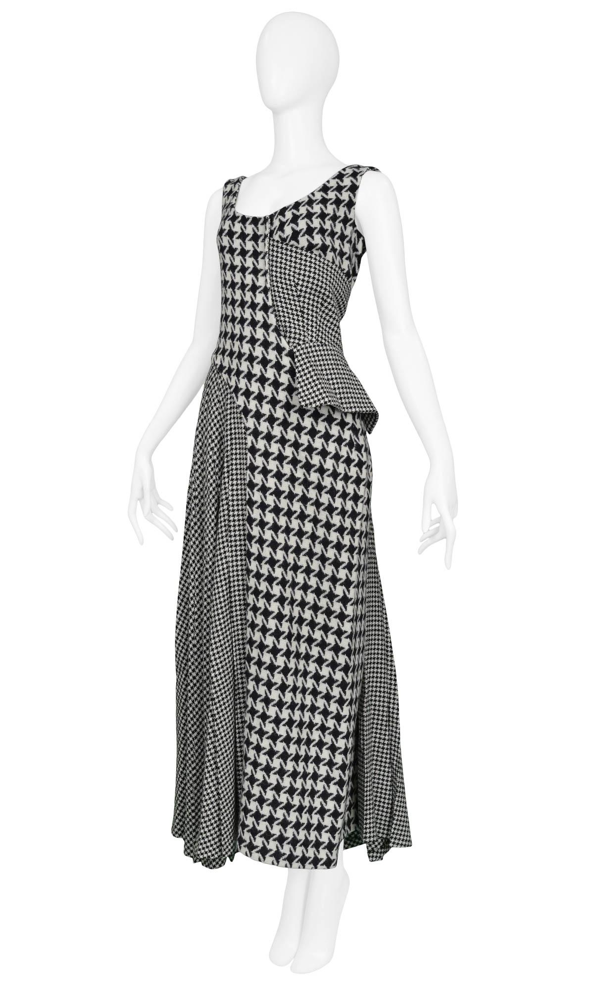 Black Vintage Yohji Yamamoto 2003 Houndstooth Wool Dress