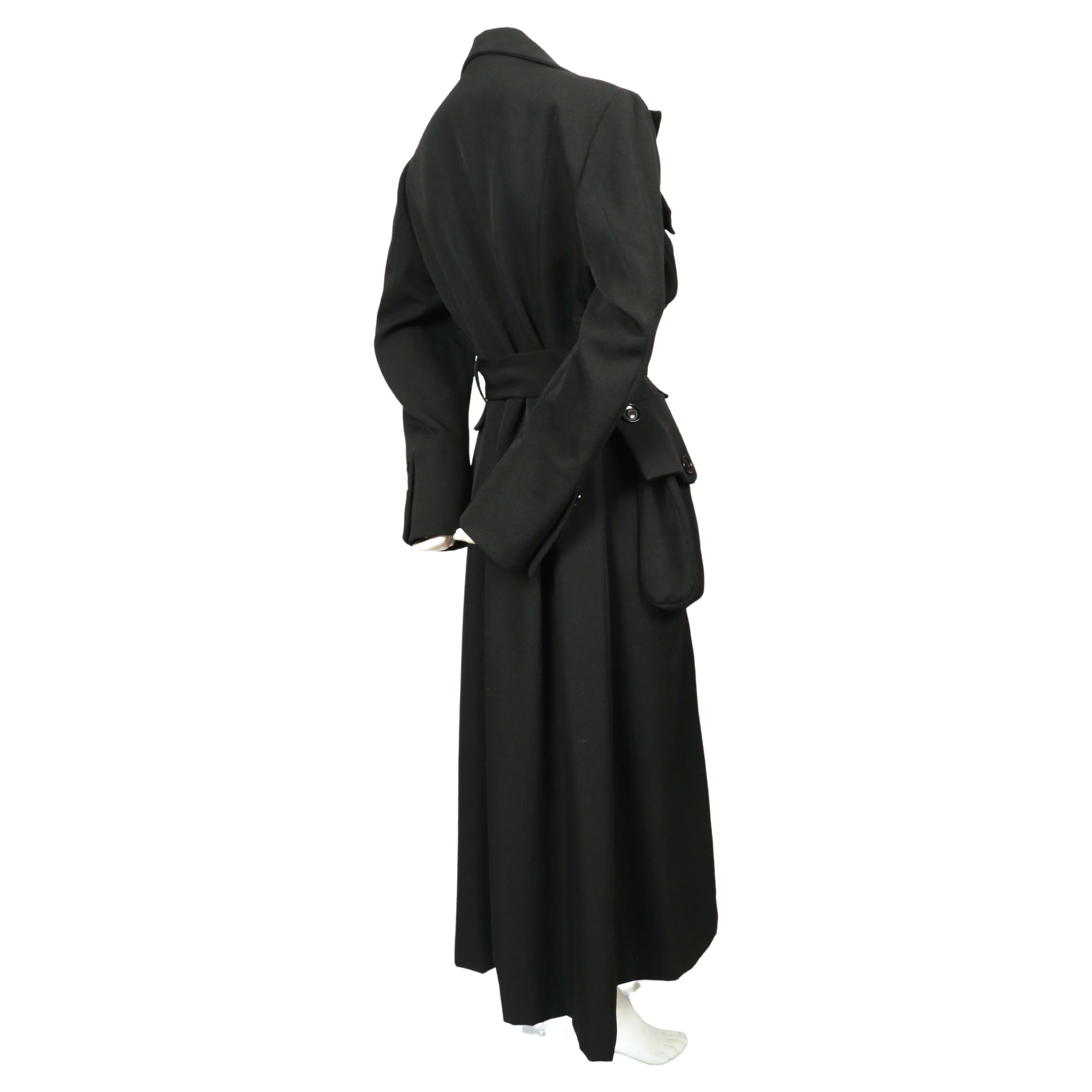 2004 YOHJI YAMAMOTO long black wool RUNWAY coat with 3-D pocket detail In Good Condition In San Fransisco, CA