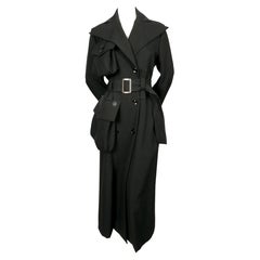 2004 YOHJI YAMAMOTO long black wool RUNWAY coat with 3-D pocket detail