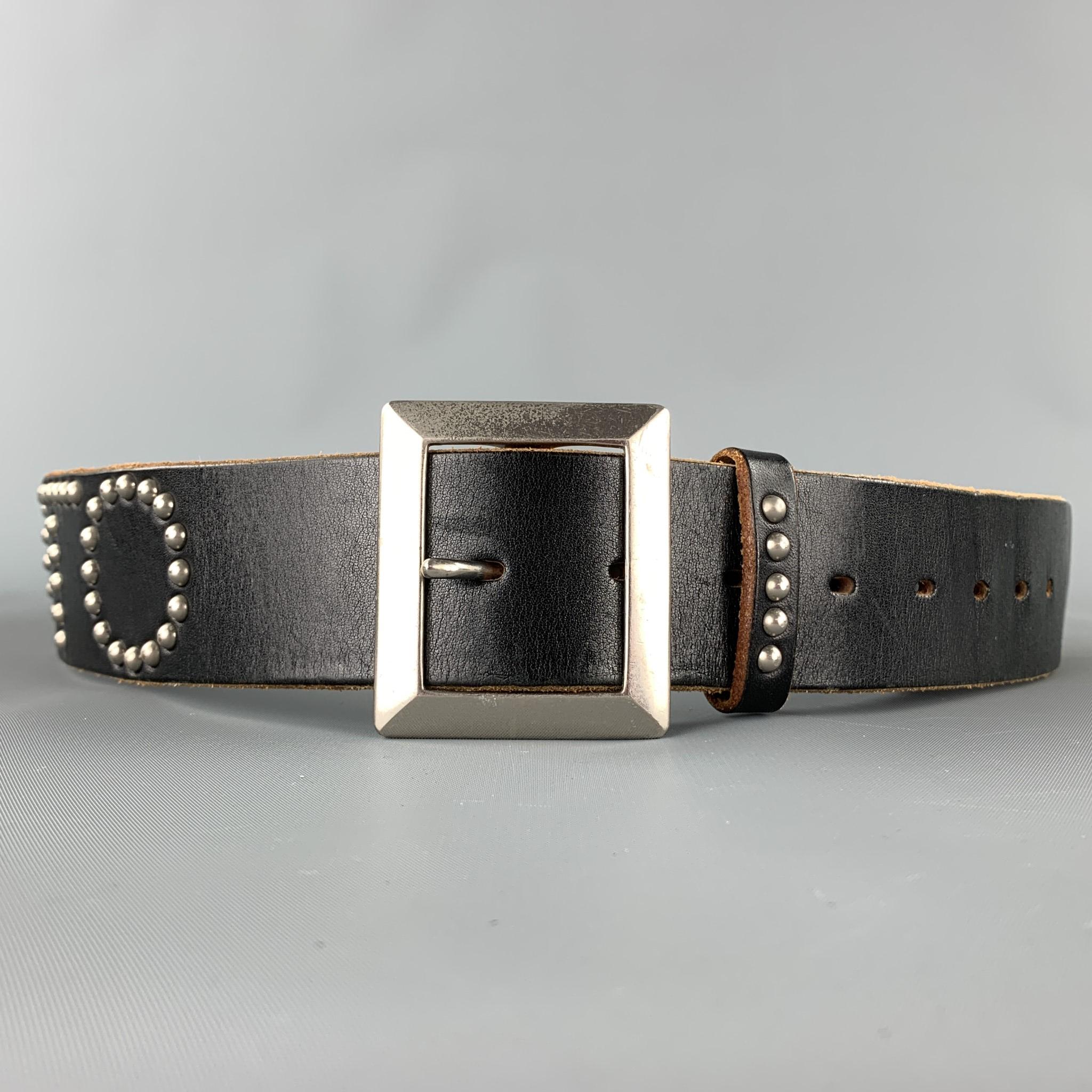 Vintage YOHJI YAMAMOTO belt comes in a black leather with a studded 