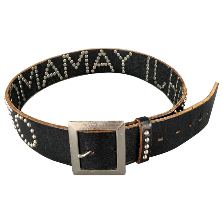 Vintage YOHJI YAMAMOTO Size 32 Black Studded Name Leather  display picture 3