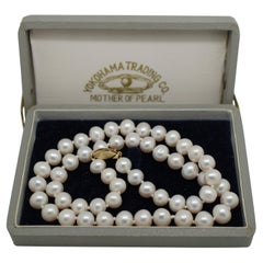 Vintage Yokohama Trading Company 14k Gold Beaded Mother of Pearl Necklace