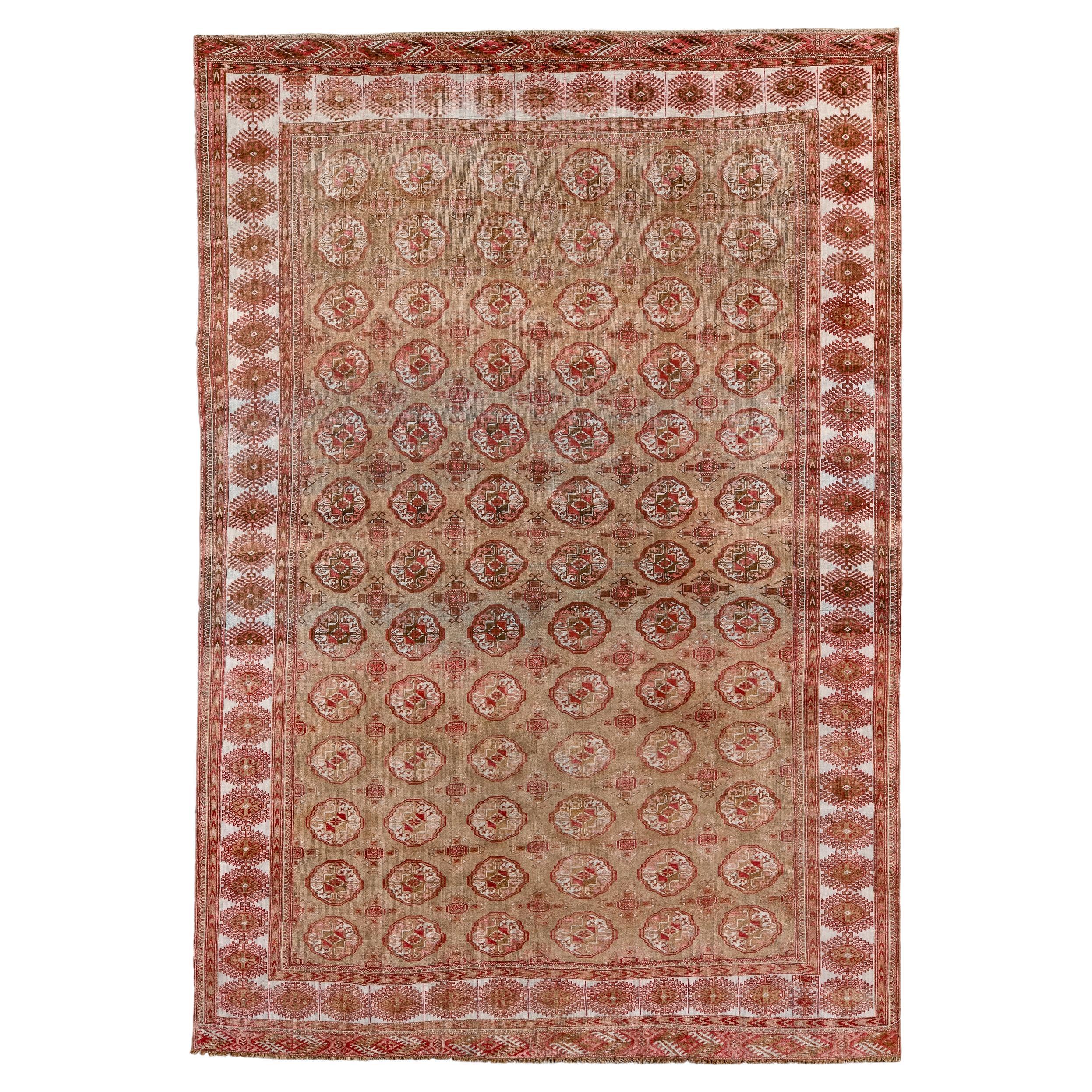 Alter Yomud-Teppich mit braunem Feld im Angebot