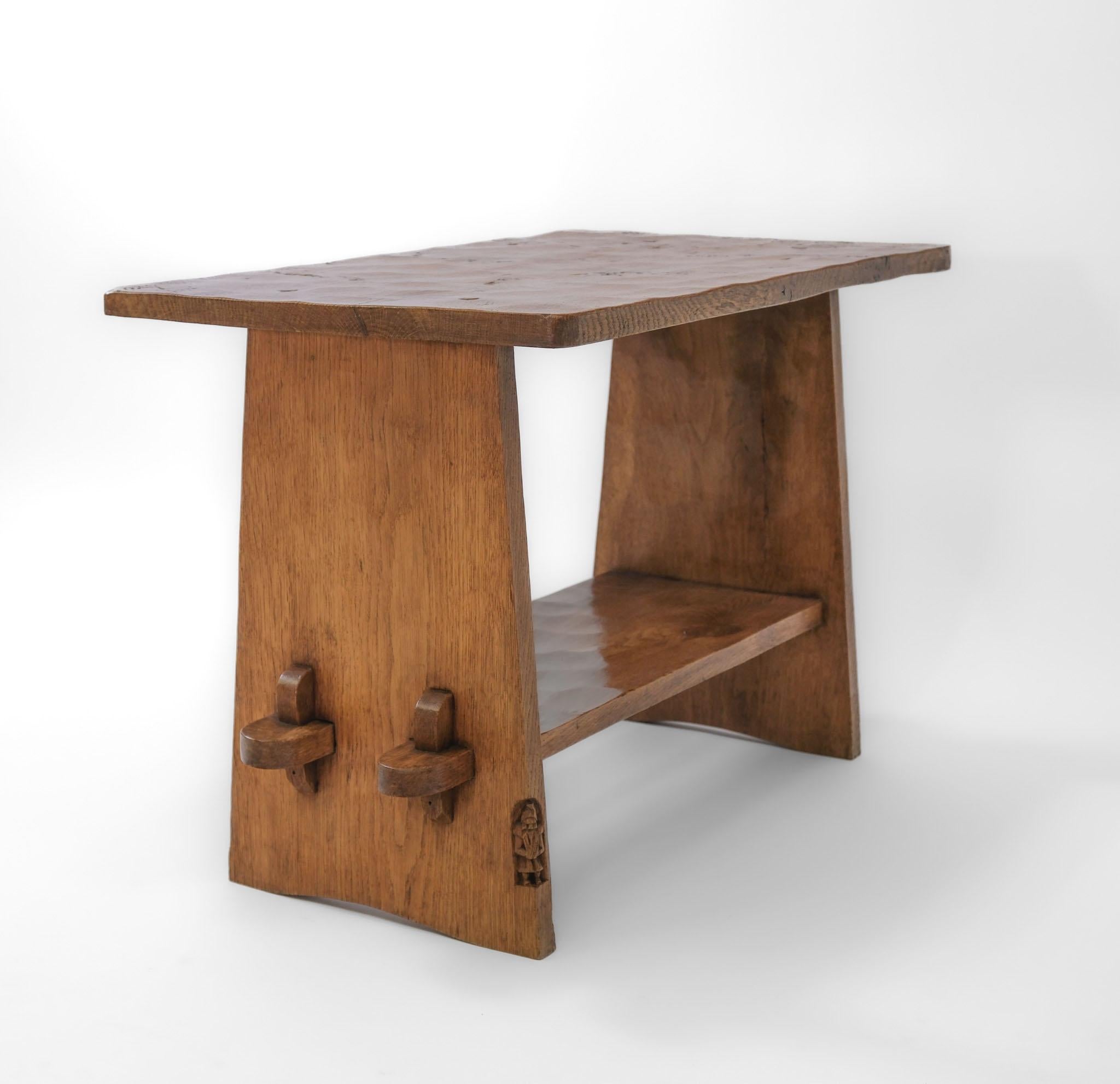 Vintage Yorkshire Adzed Oak Coffee Table By Gnomeman Circa 1960 For Sale 3