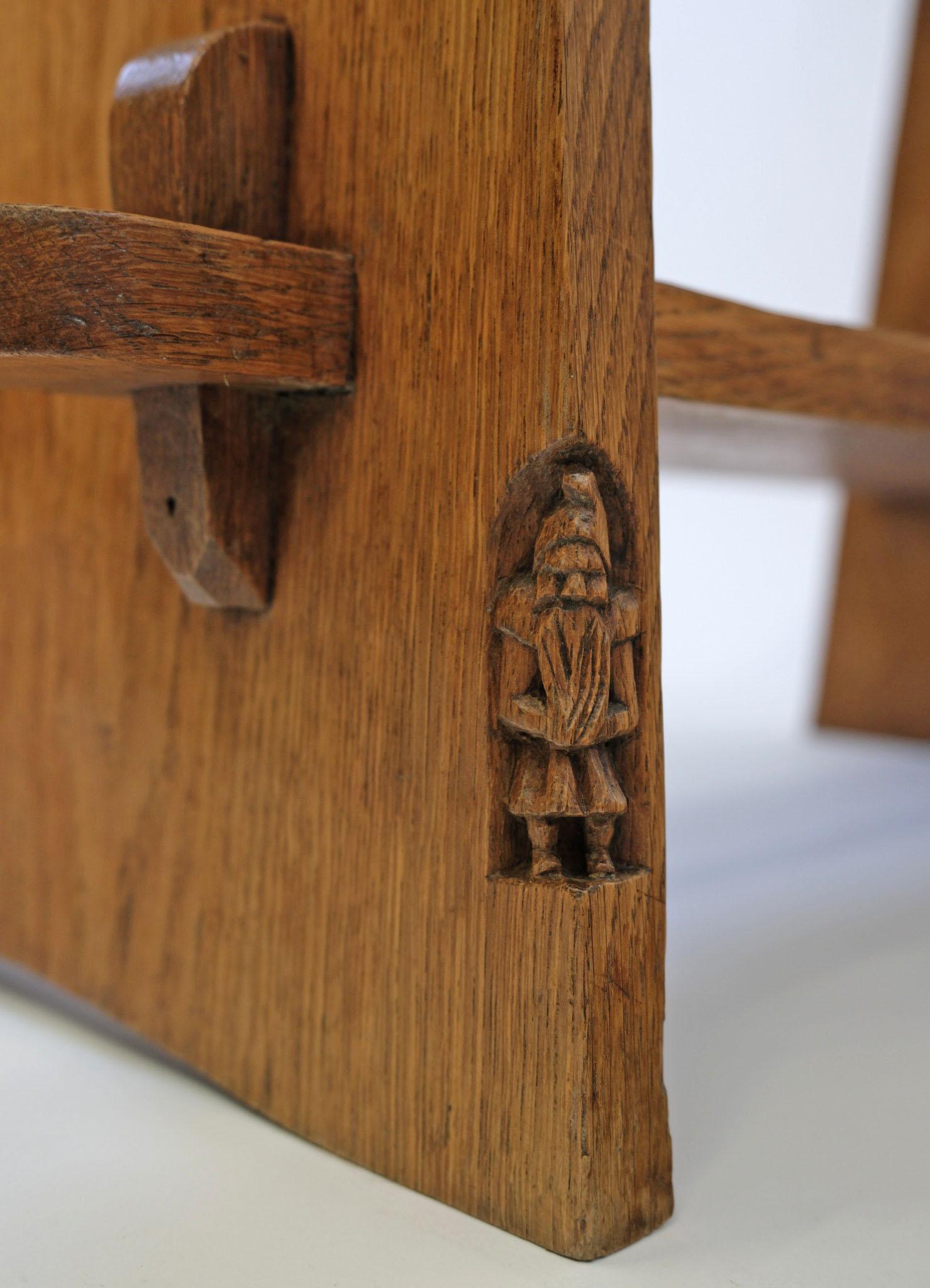 Hand-Crafted Vintage Yorkshire Adzed Oak Coffee Table By Gnomeman Circa 1960 For Sale