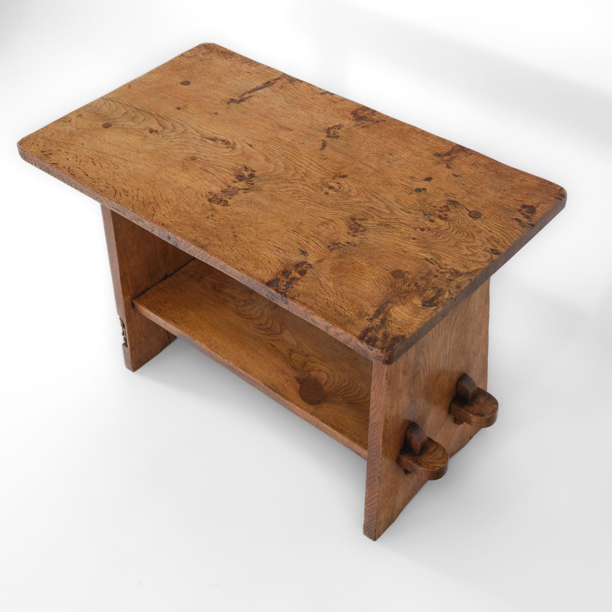 20th Century Vintage Yorkshire Adzed Oak Coffee Table By Gnomeman Circa 1960 For Sale