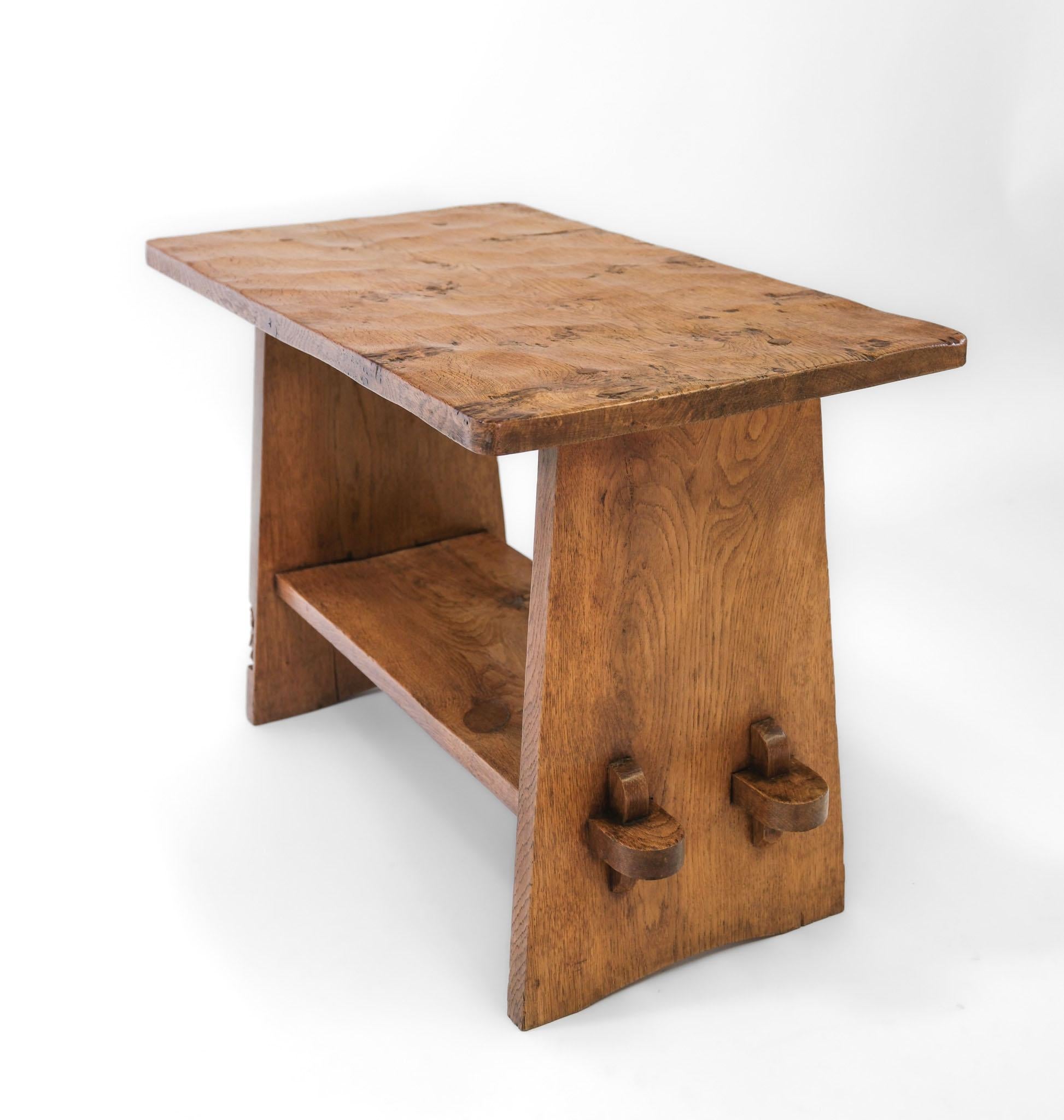 Vintage Yorkshire Adzed Oak Coffee Table By Gnomeman Circa 1960 For Sale 2