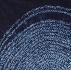 Tela Adire Yoruba Vintage con Diseño en Espiral