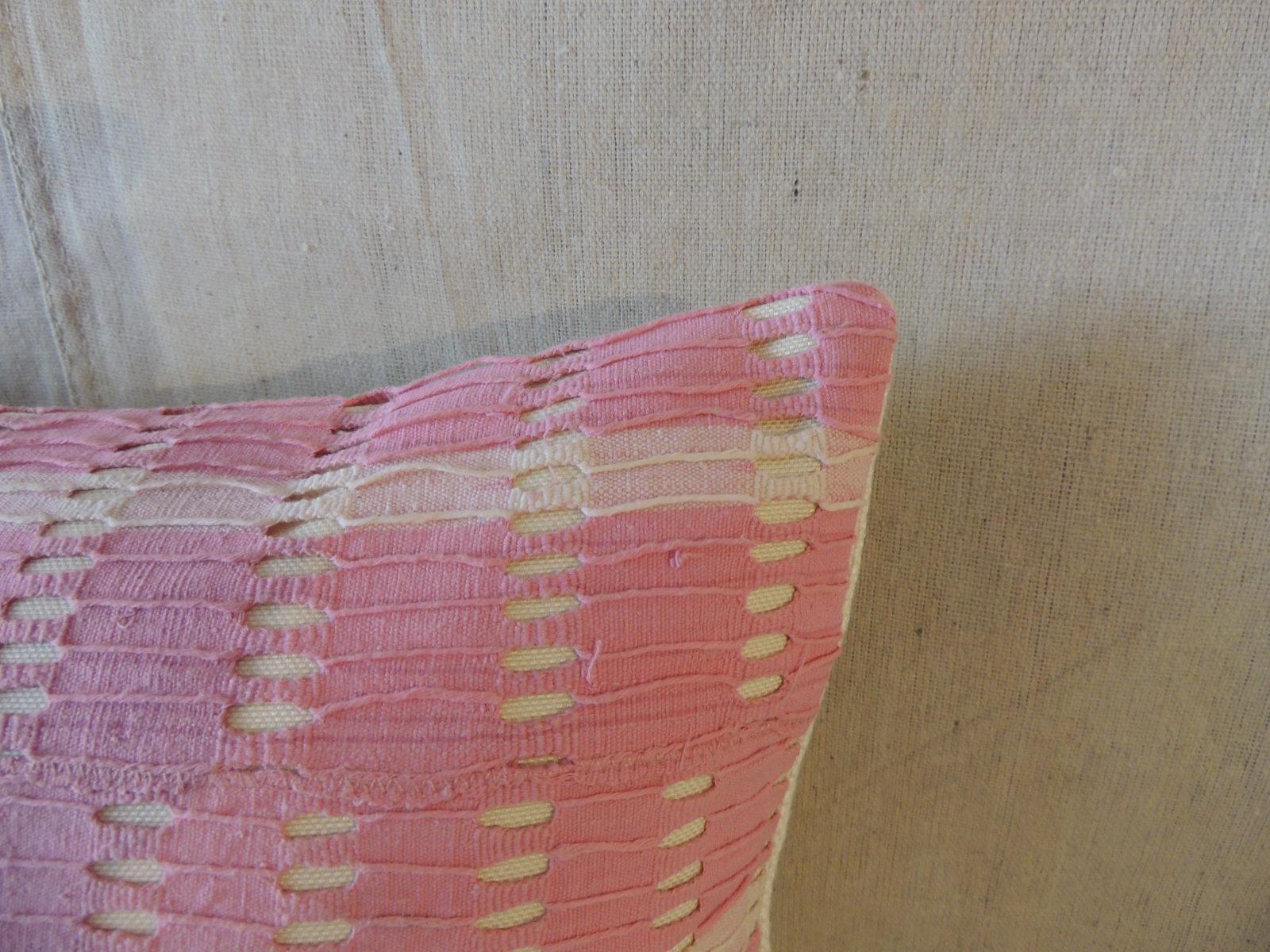 Tribal Vintage Yoruba Lace Weave Hot Pink African Bolster Decorative Pillow
