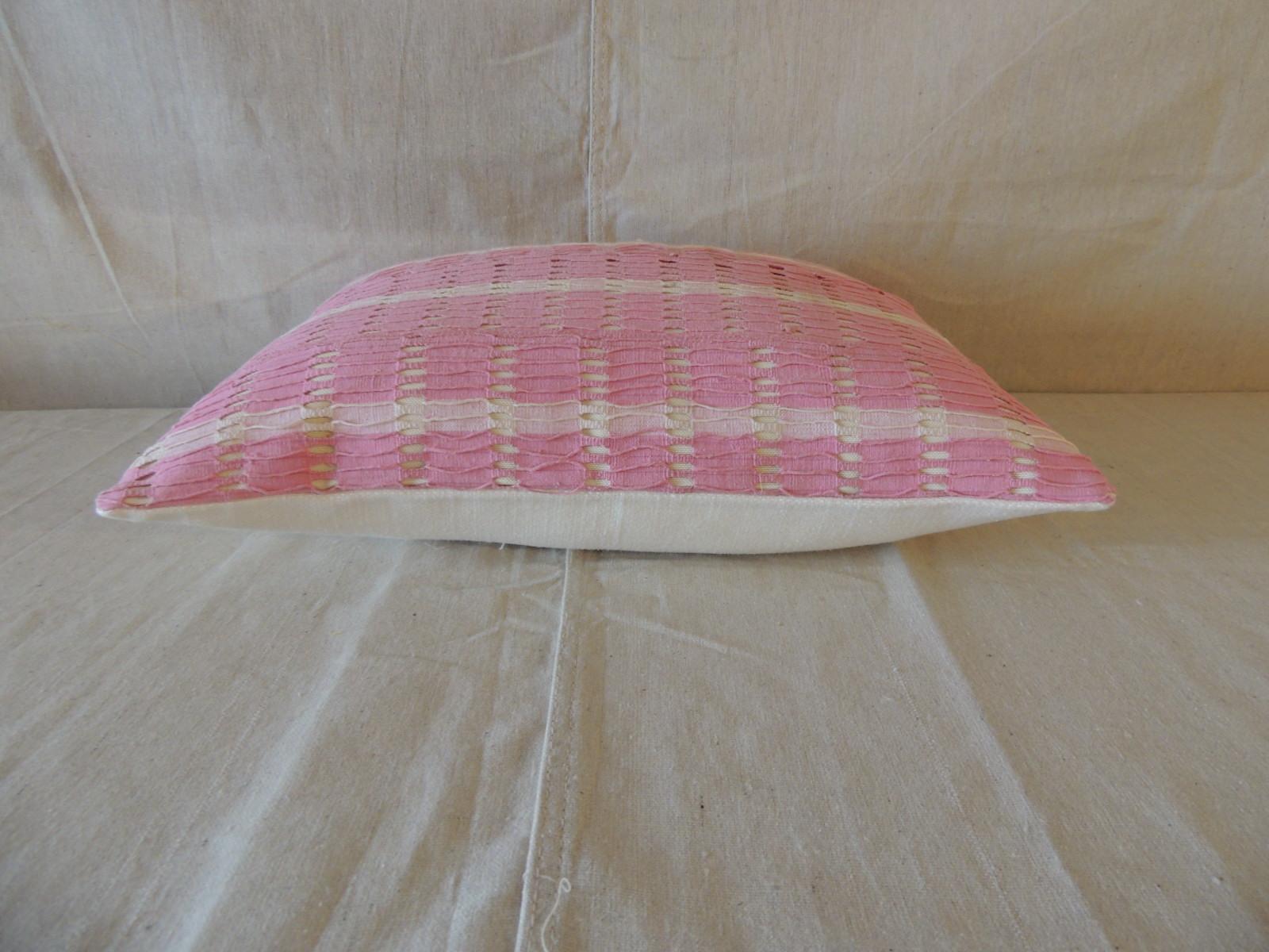 Ghanaian Vintage Yoruba Lace Weave Hot Pink African Bolster Decorative Pillow
