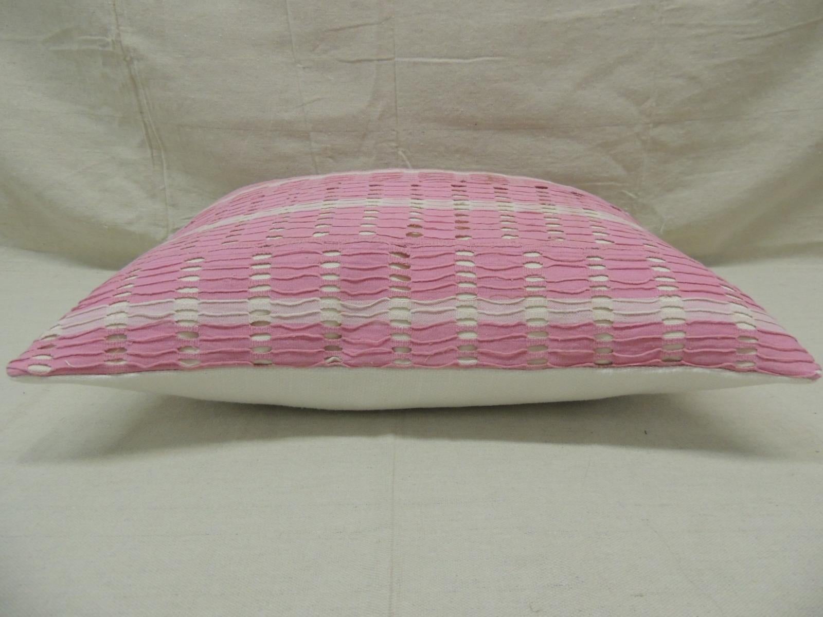 Hand-Crafted Vintage Yoruba Lace Weave Hot Pink African Bolster Decorative Pillow