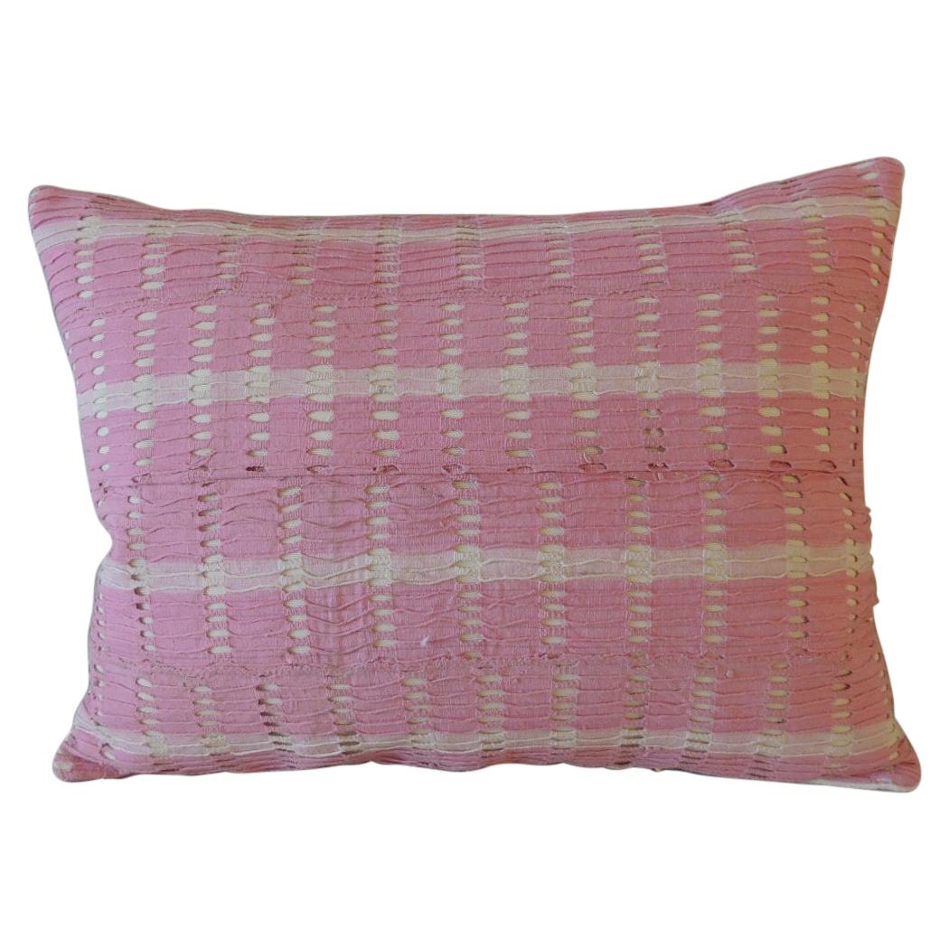 Vintage Yoruba Lace Weave Hot Pink African Bolster Decorative Pillow
