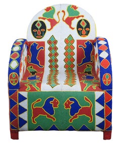 Vintage Yoruba Nigerian African Beaded Tribal Ceremonial Chiefs Arm Chair