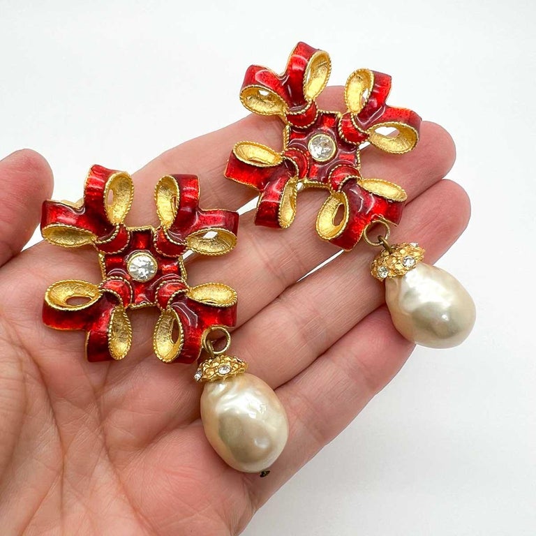 Boucle d'oreilles clip doré et perle et sa broche Orena France vintage - France