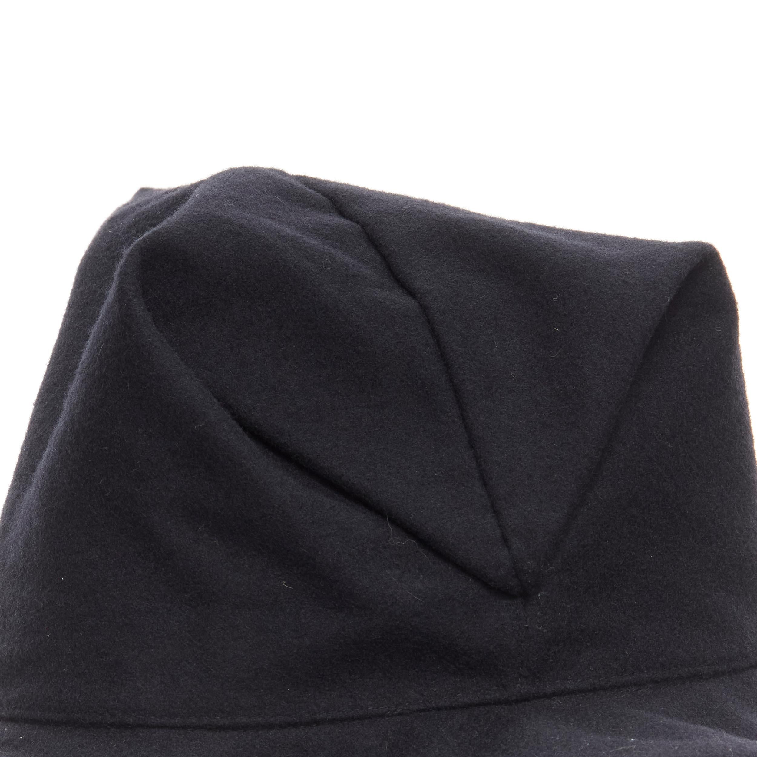 Black vintage Y's YOHJI YAMAMOTO black wool angular pointed witch Fedora hat