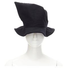vintage Y's YOHJI YAMAMOTO black wool angular pointed witch Fedora hat