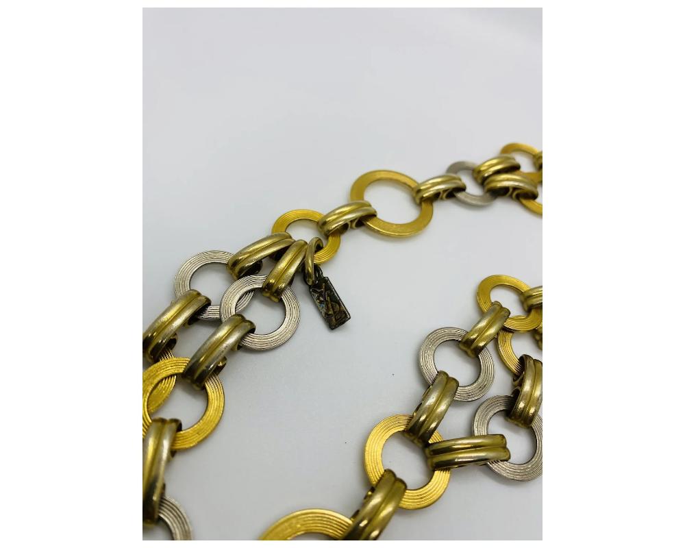 YSL 2farbiger Metallgürtel in Gold und Silber im Zustand „Gut“ im Angebot in New York, NY