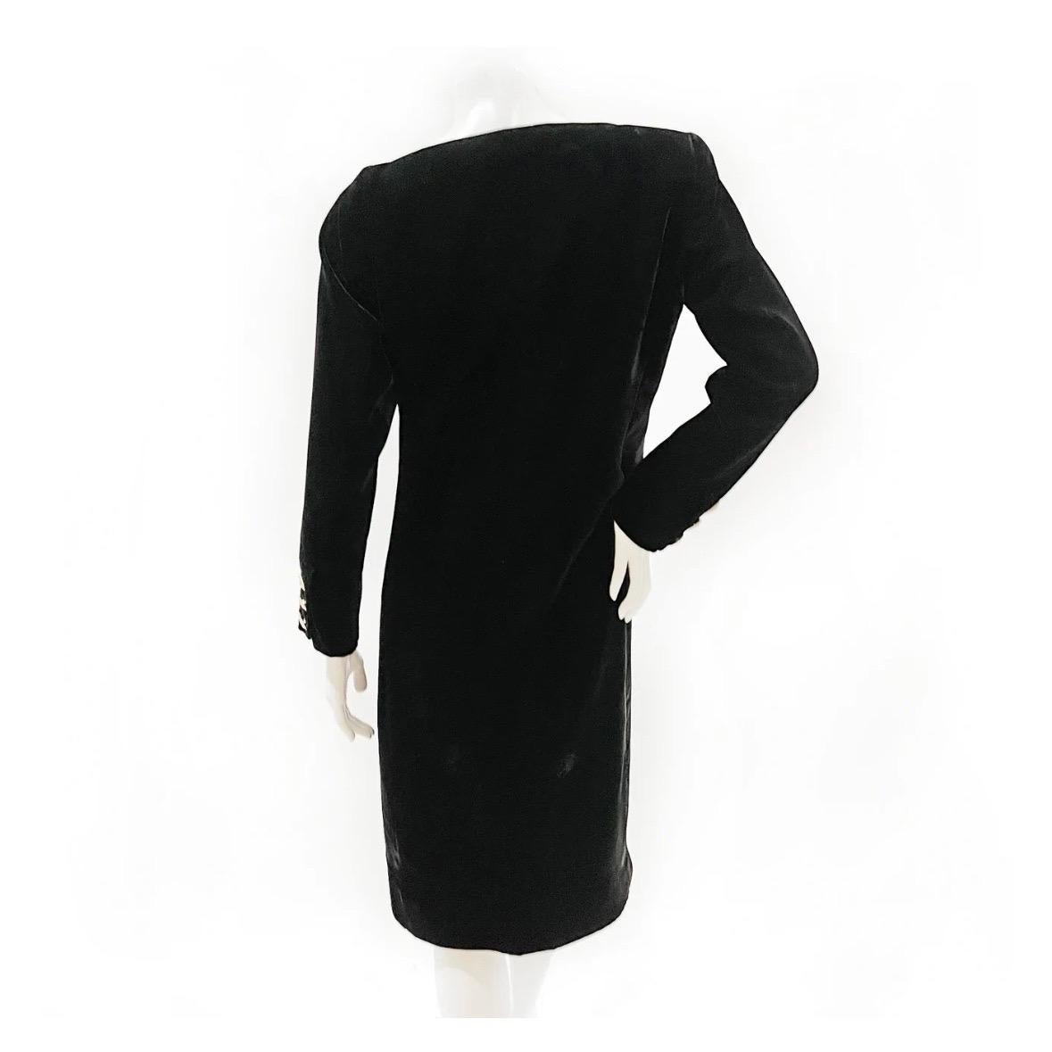 Vintage YSL Asymmetrical Velvet Button Front Dress In Good Condition In Los Angeles, CA