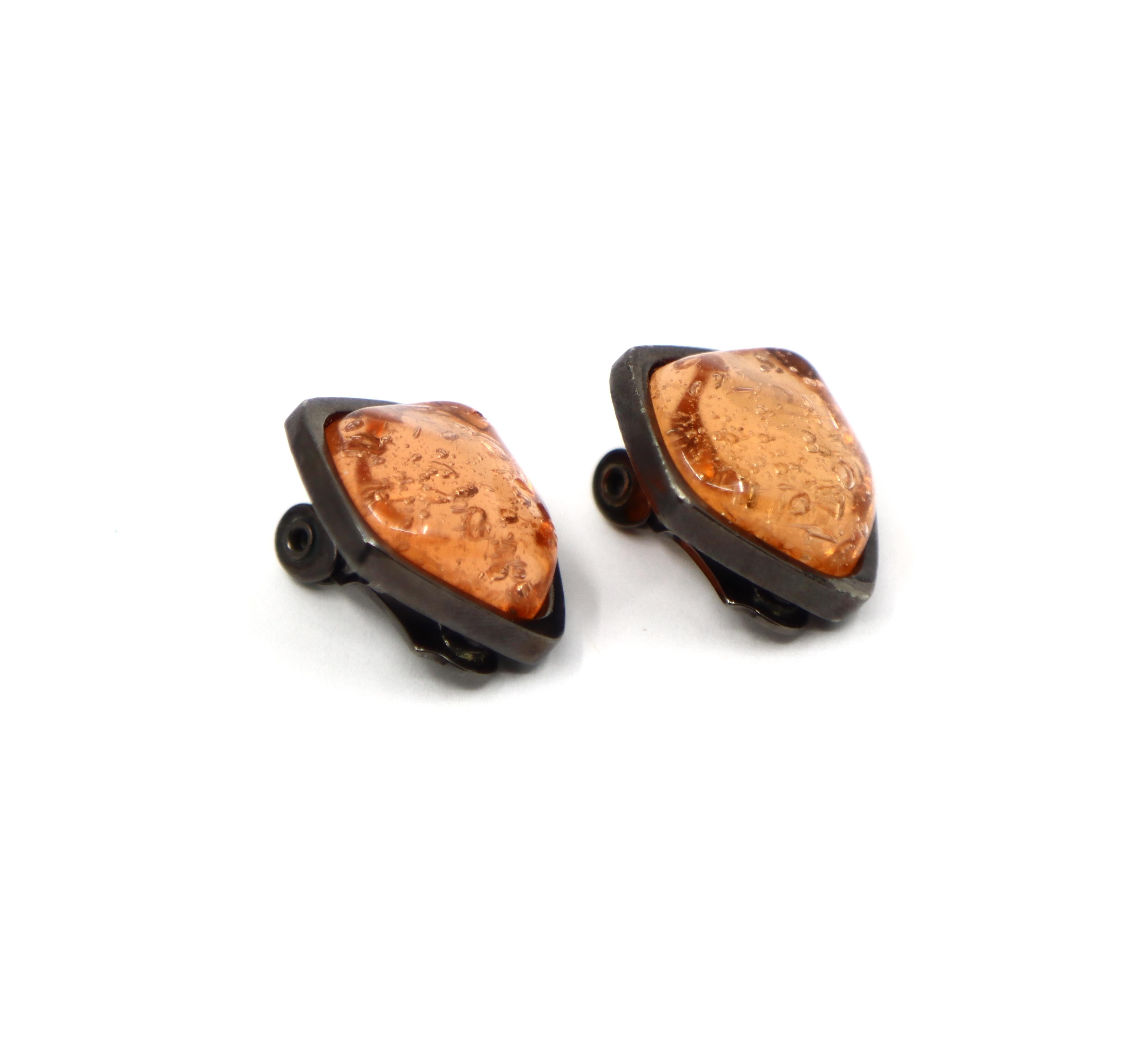 De las mujeres Pendientes Vintage YSL Resina Rosa Tono Negro en venta