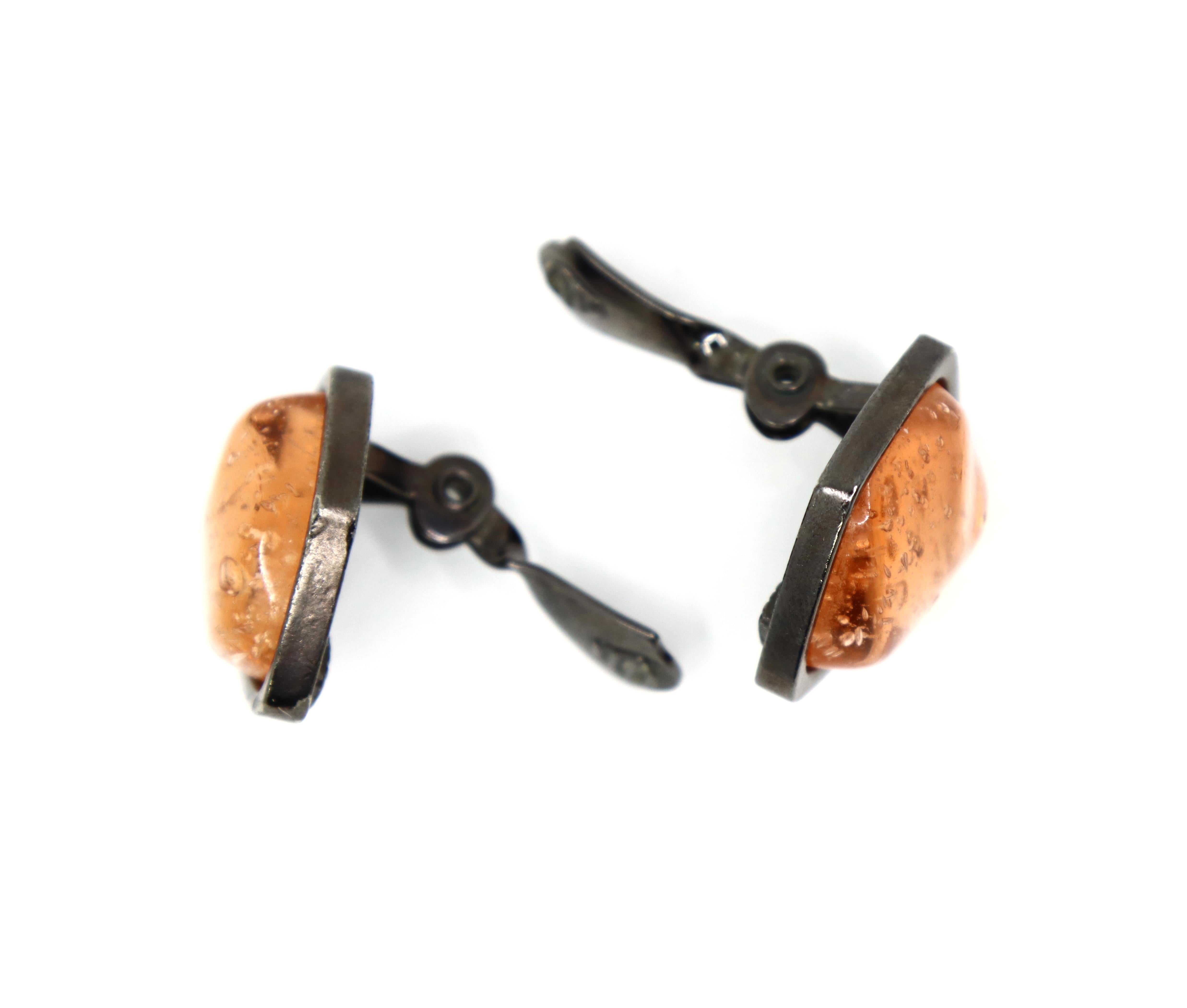 Pendientes Vintage YSL Resina Rosa Tono Negro en venta 5