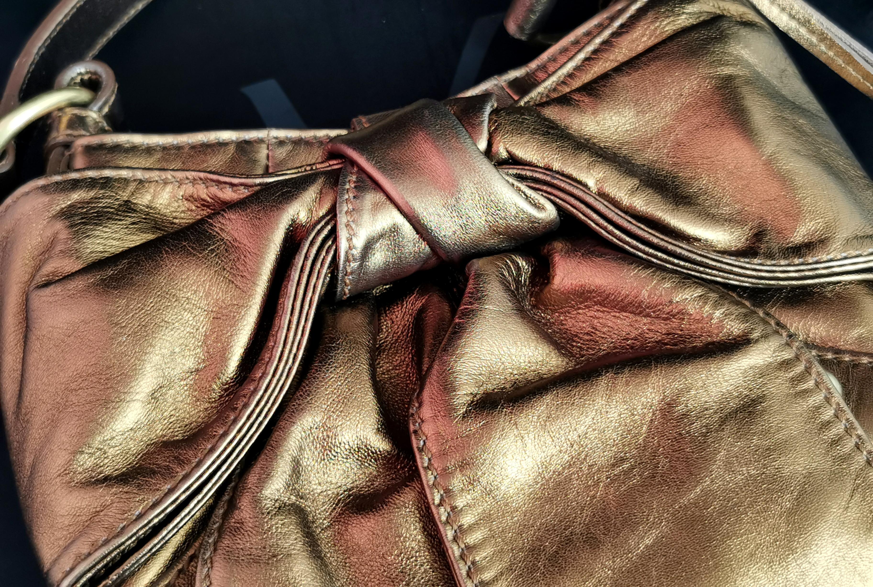 Vintage YSL bronze bow mini bag, leather, handbag 4
