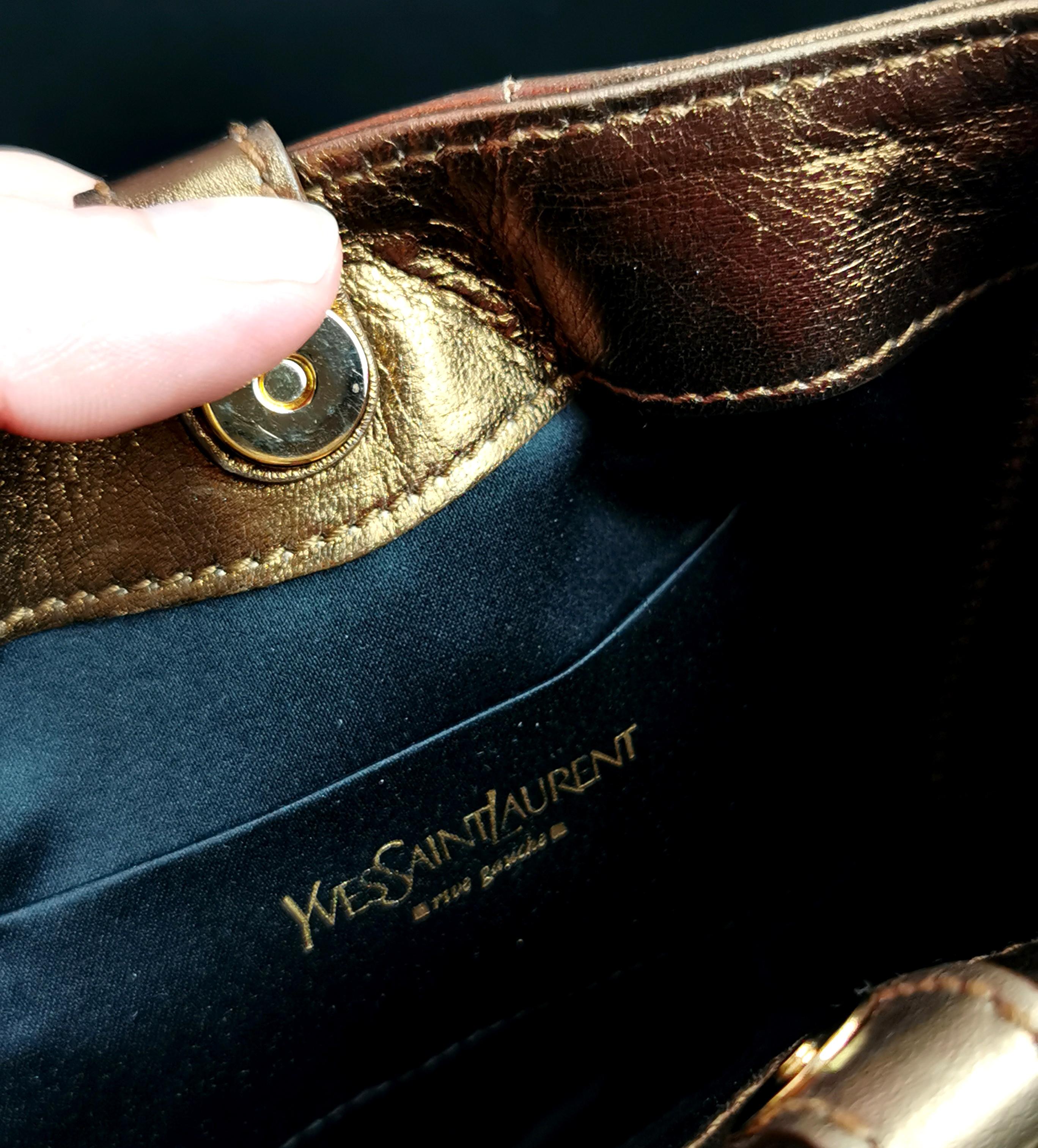 Vintage YSL bronze bow mini bag, leather, handbag 1
