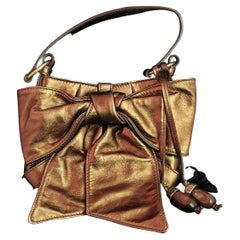YSL Bronze-Minitasche mit Schleife, Leder, Handtasche