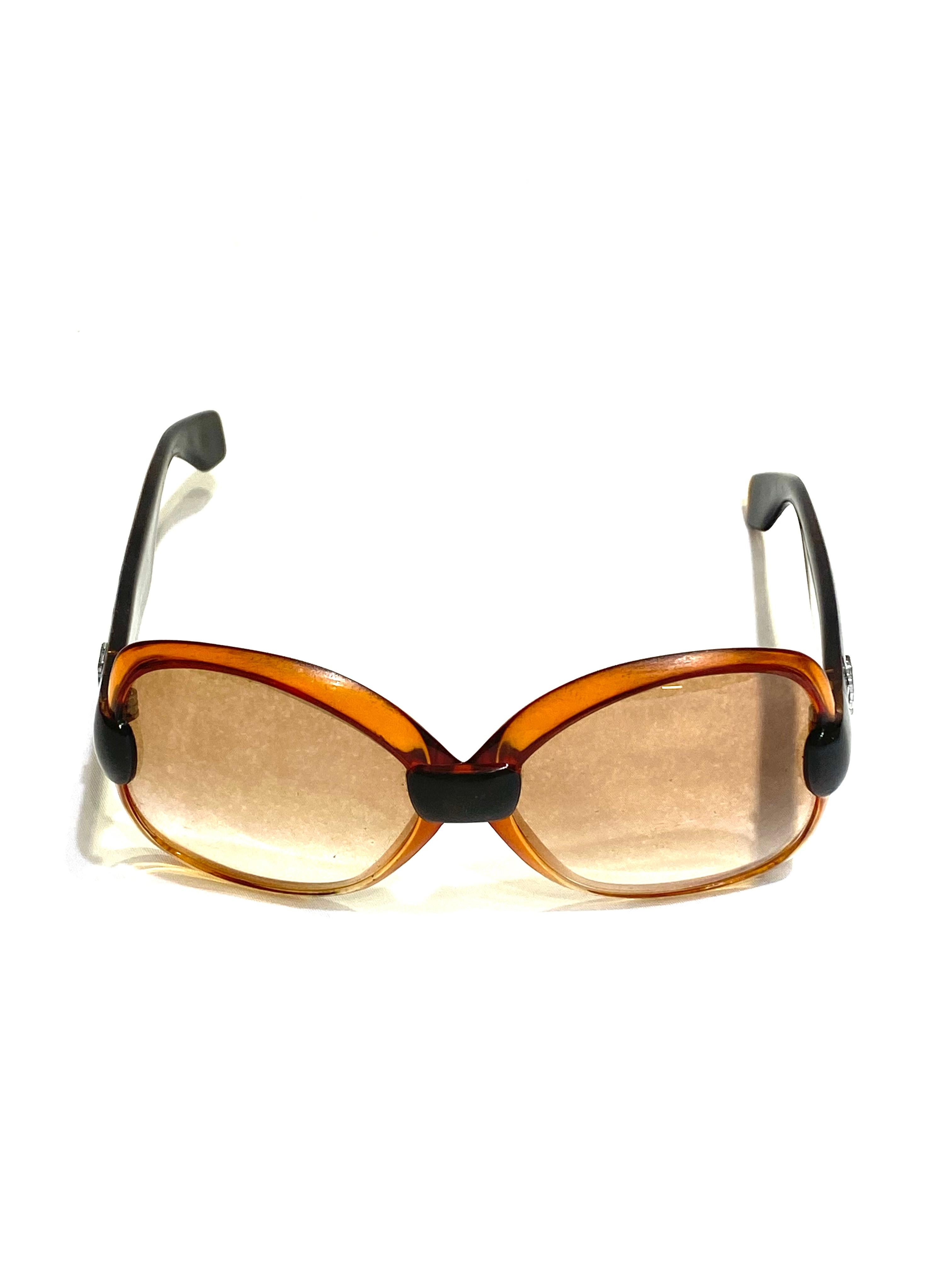 Vintage YSL Brown und Schwarz Quadratische Sonnenbrille (Braun) im Angebot