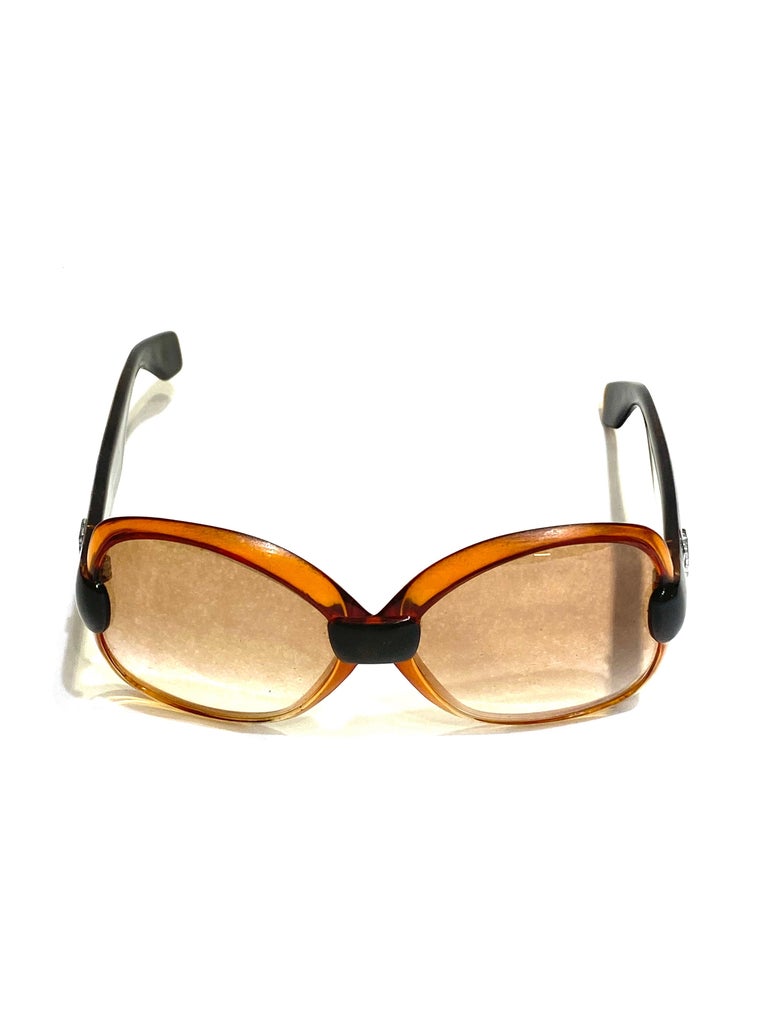 Vintage YSL Brown and Black Square Sunglasses For Sale at 1stDibs