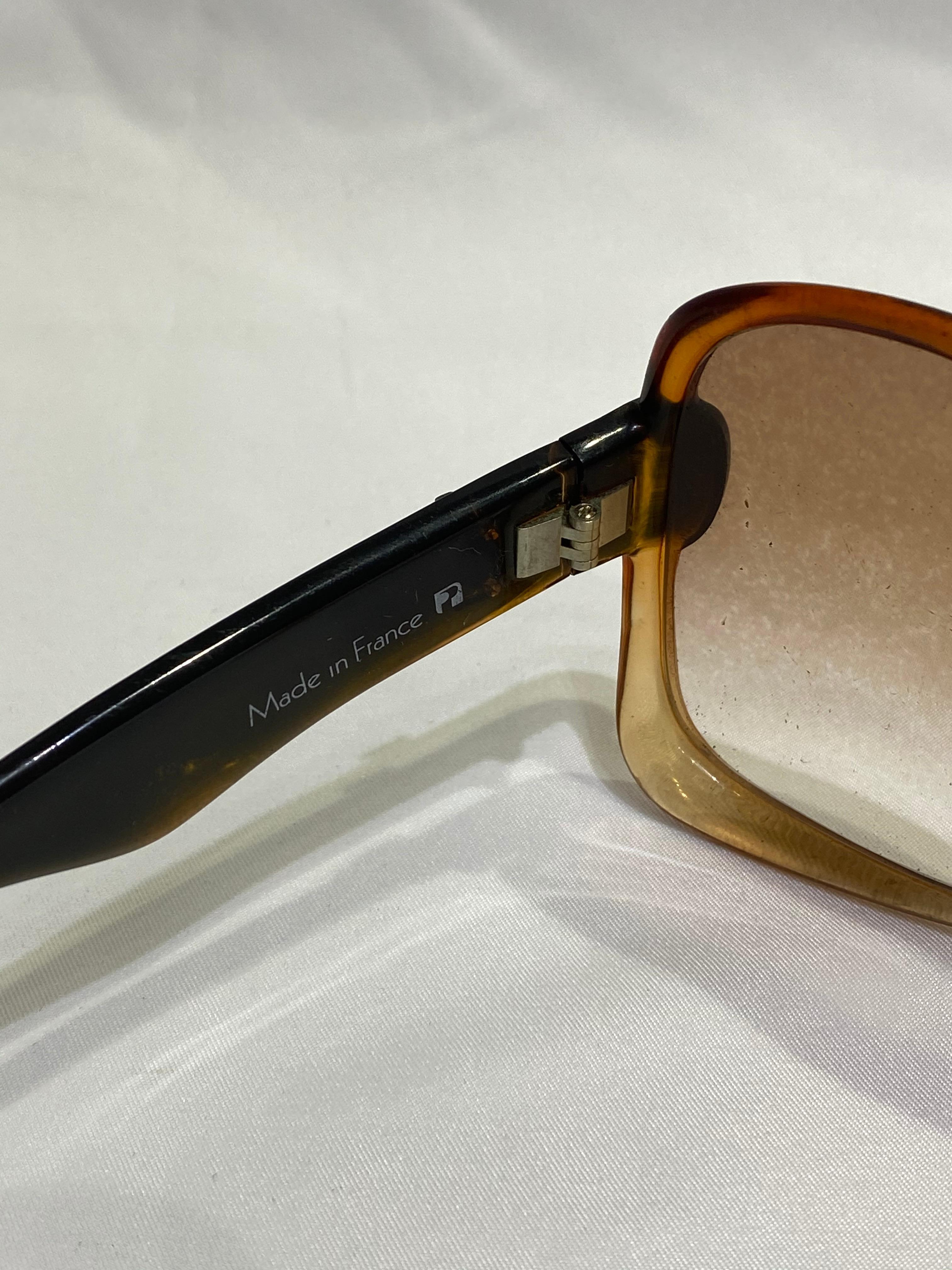 Vintage YSL Brown and Black Square Sunglasses For Sale 1
