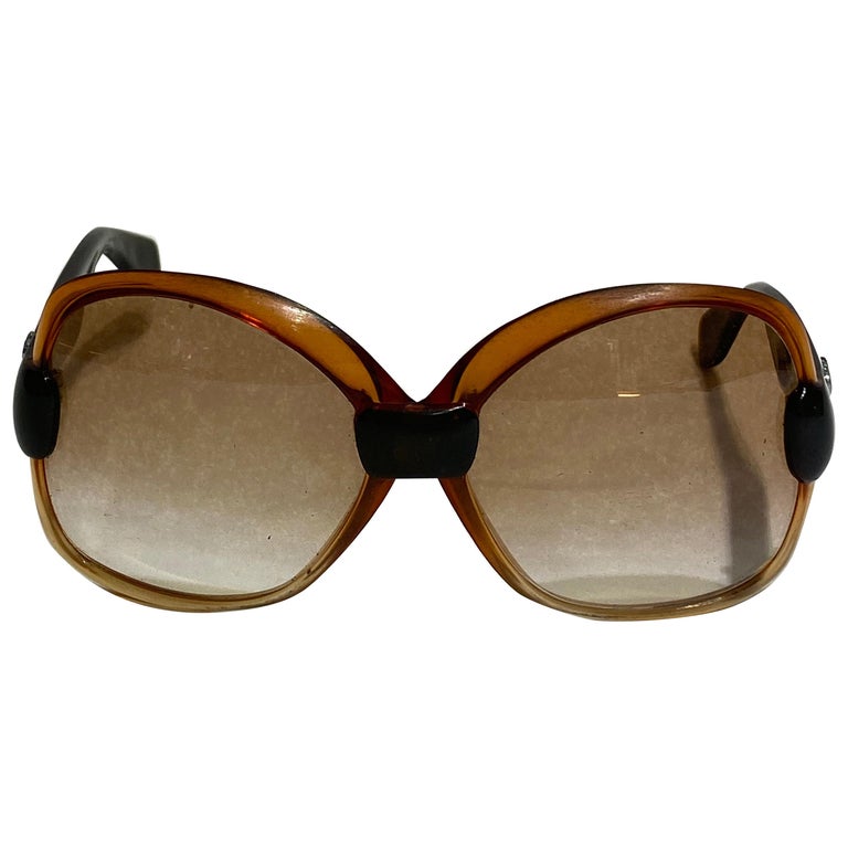 Braune und schwarze quadratische YSL-Sonnenbrille im Angebot bei 1stDibs