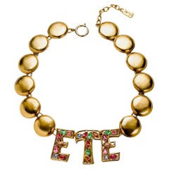 Vintage  Yves Saint Laurent YSL "ETE" Summer Gold Necklace with Crystals