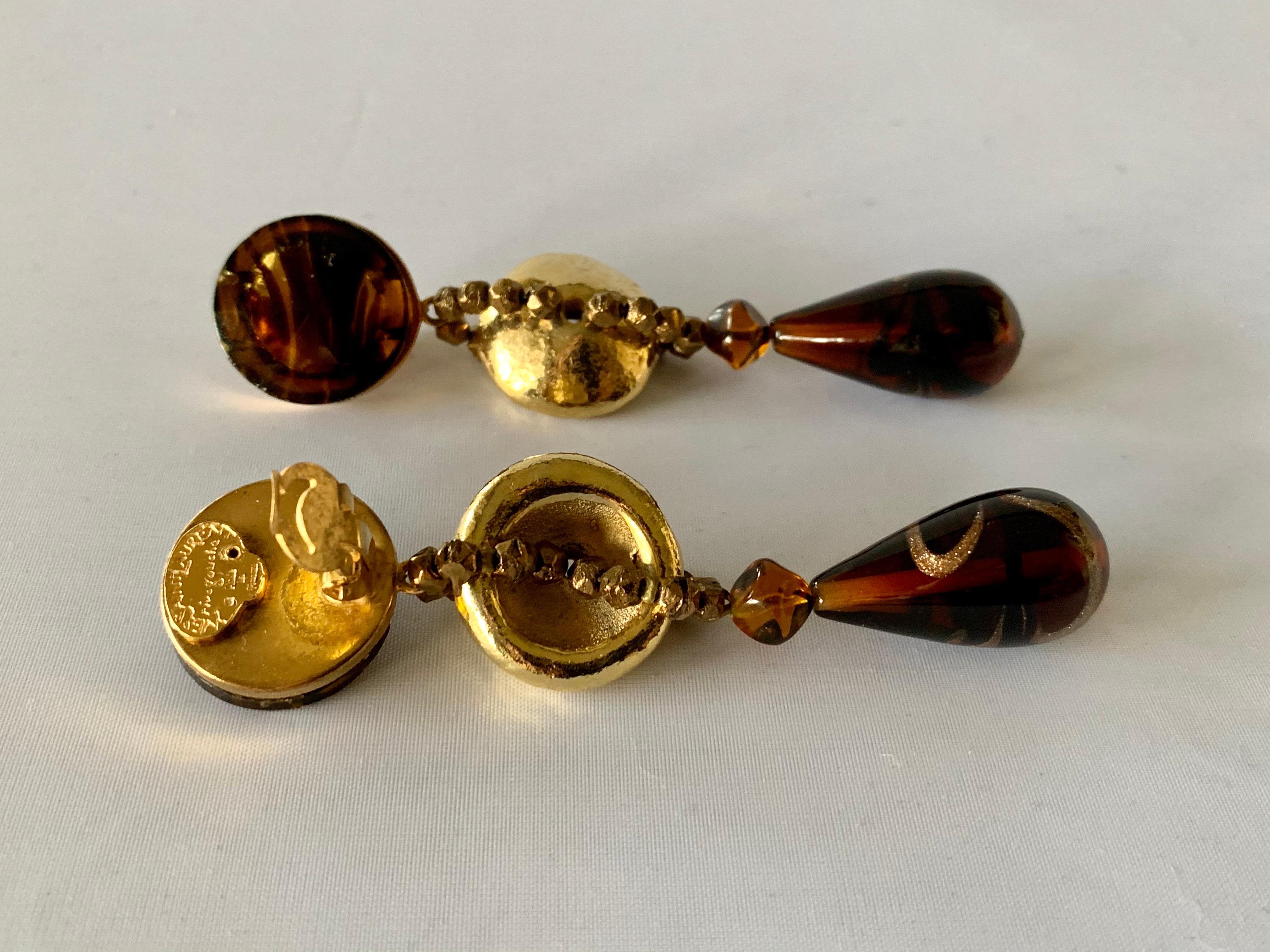 Vintage YSL Gold und Bronze Wirbel Statement-Ohrringe Damen