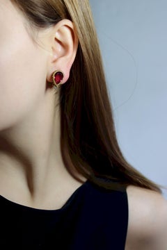 Vintage YSL Gold Tone Pink Crystal Earrings