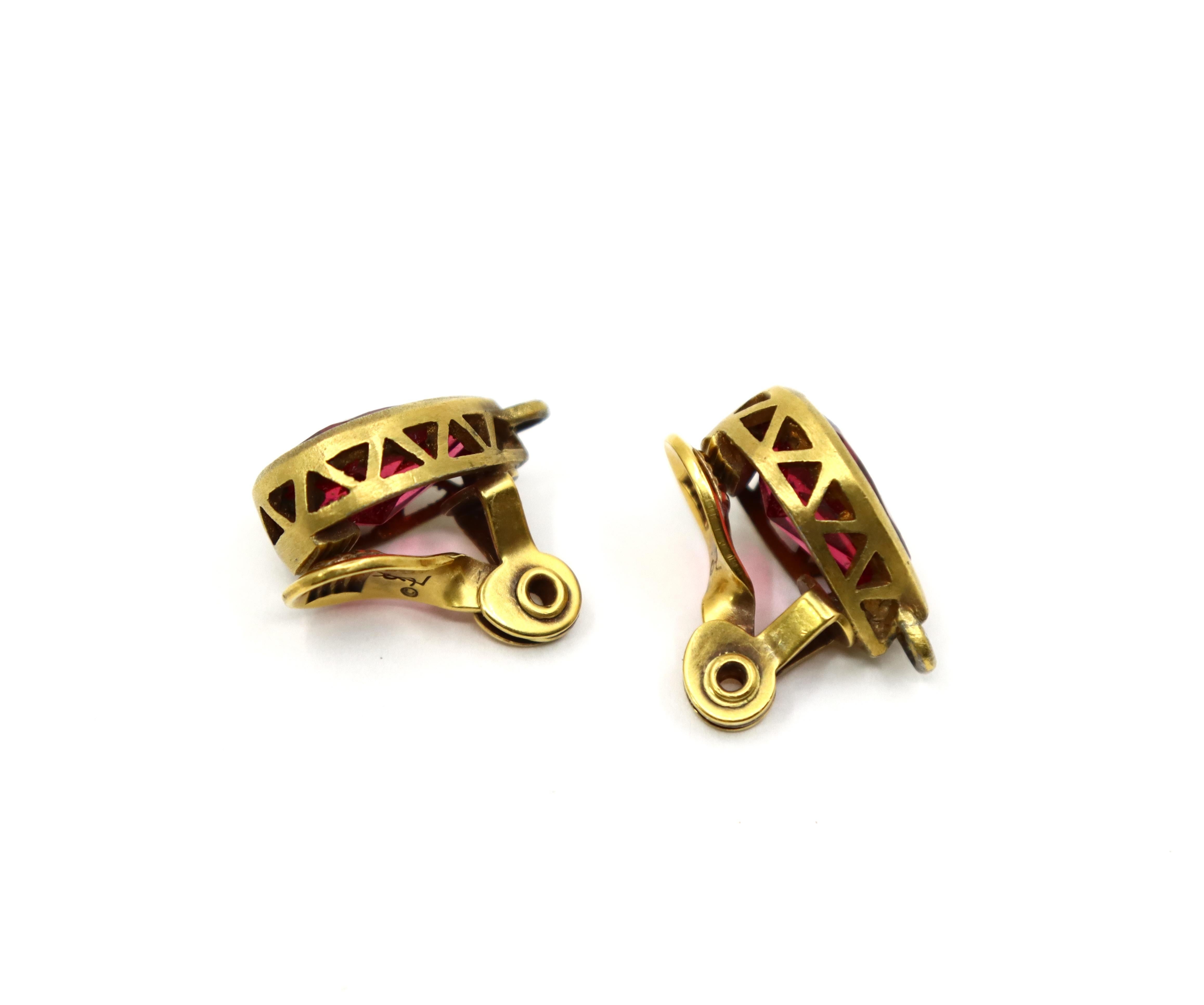 Vintage YSL Gold Tone Rosa Kristall Ohrringe im Angebot 3