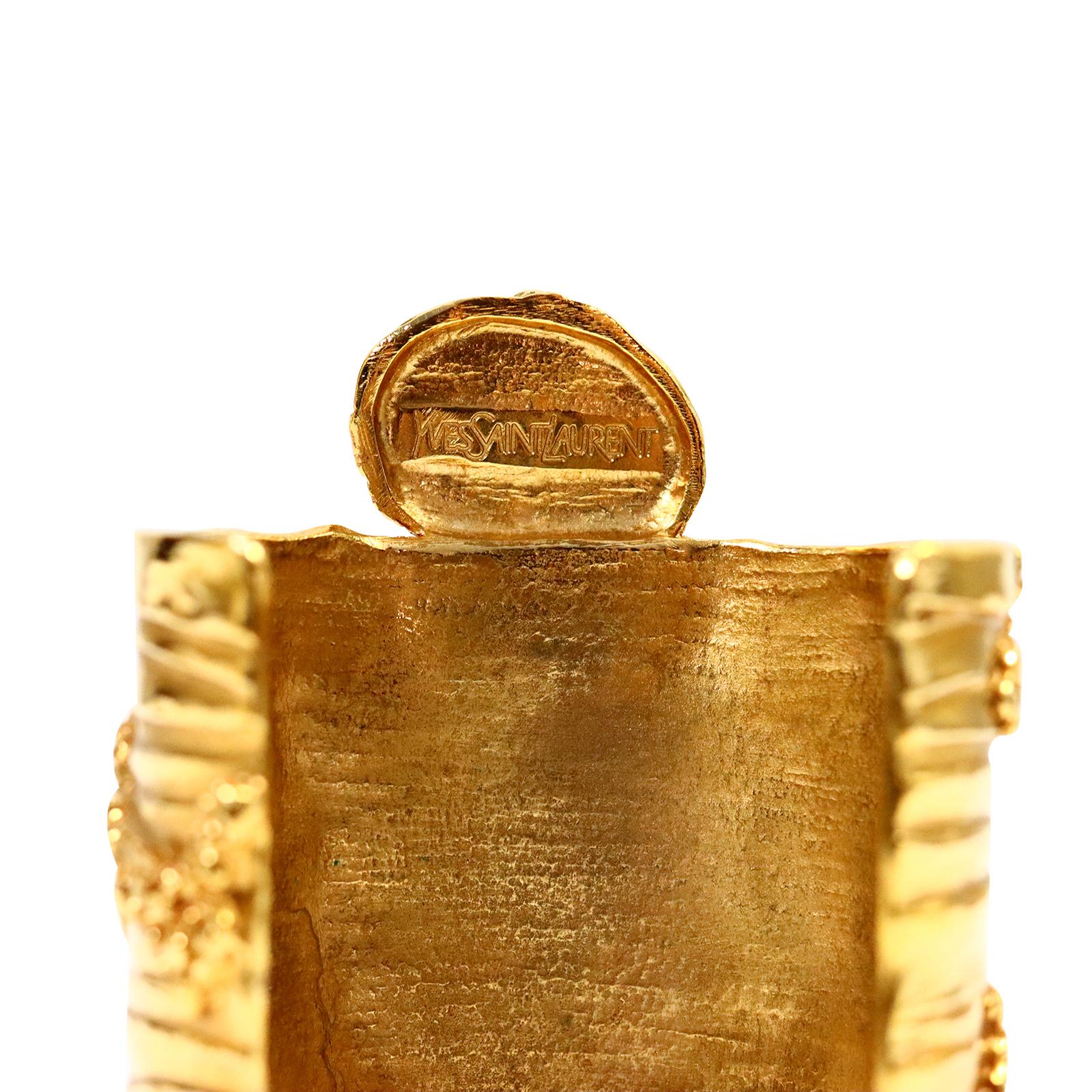 Vintage YSL Gold with Red Pate De Vere Cuff circa 2000s For Sale 3